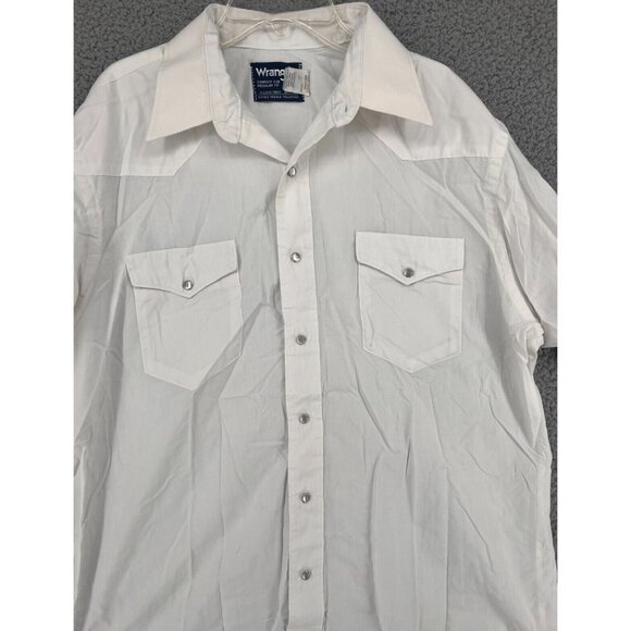 Vintage Wrangler Cowboy Cut Regular Fit X-Long Tails 16.5 x 33 White Pearl Snap - Picture 9 of 12